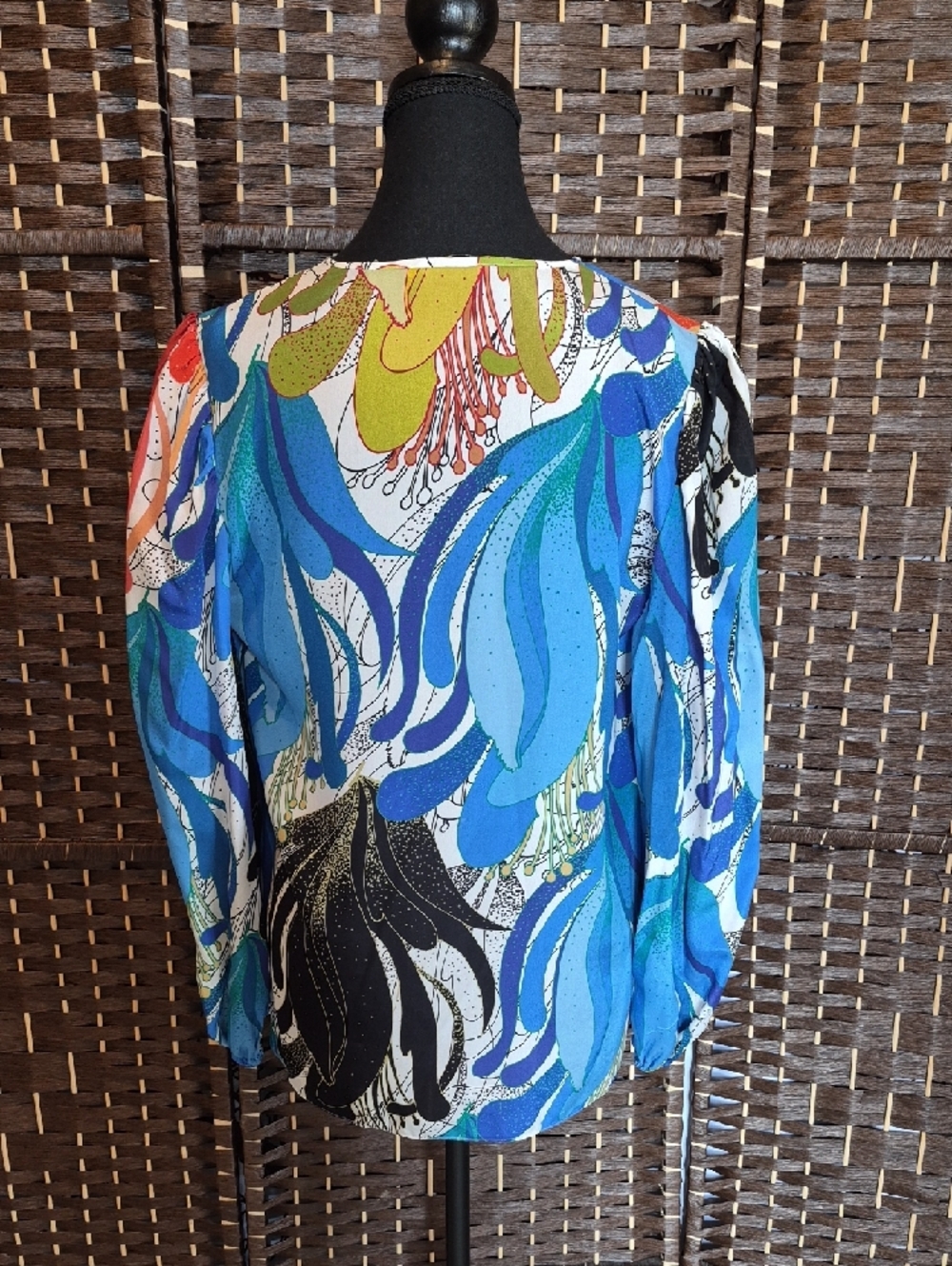 Kobi Halperin Printed Silk Scarf Top in Yellow & Black - Picture 3 of 8